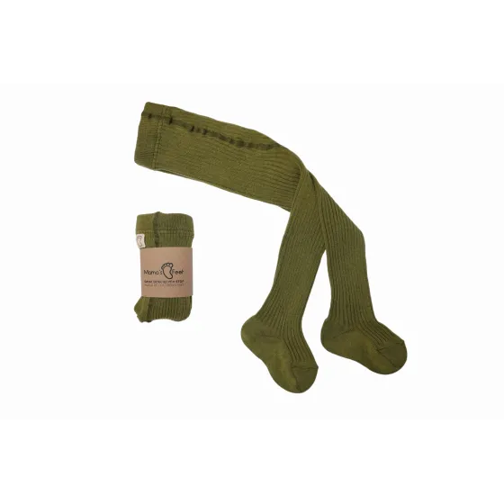 Mama's Feet Cool Kids Collants Enfant Côtelés Kaki 0-1 ans