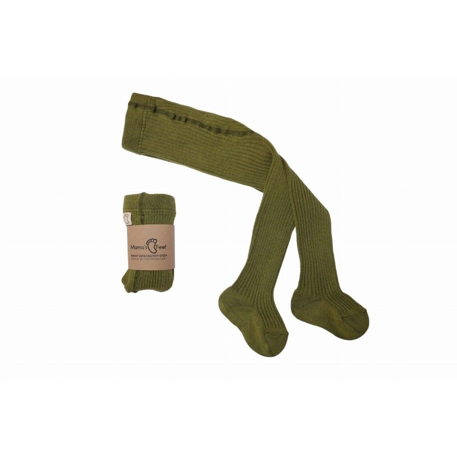 Mama's Feet Cool Kids Khaki gerippte Kinderstrumpfhose 0–1 Jahre