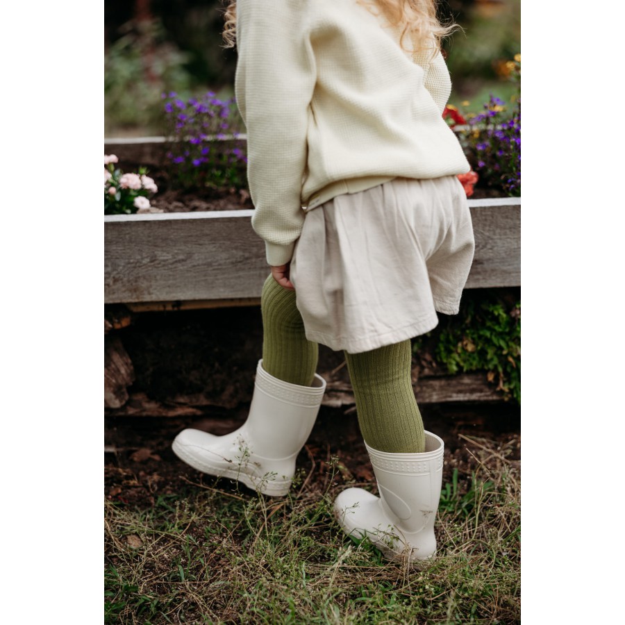 Mama's Feet Cool Kids Khaki gerippte Kinderstrumpfhose, 1-2