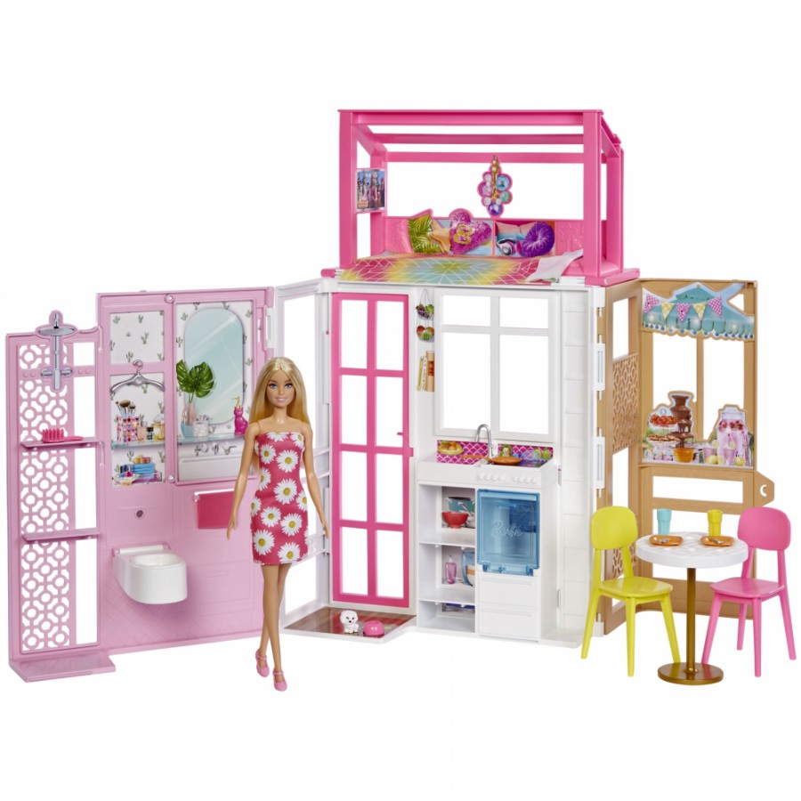 Barbie Kompaktowy domek+lalka