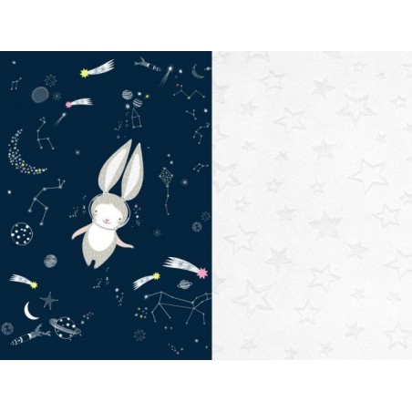 Samiboo - Blanket / quilt / overlay kindergarten Space Rabbit grenade / ivory M 140x100 cm