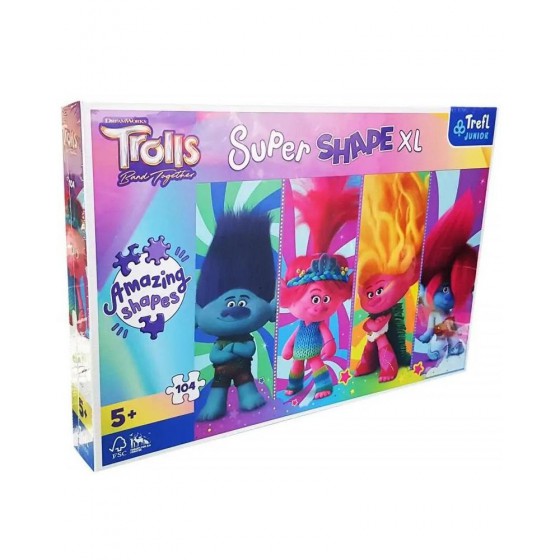 Trefl Puzzle 104 XL Super Shape – Spielen mit Trollen