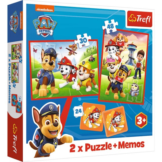 Trefl Puzzle 2 en 1 - (30,48 piezas) memoria - Equipo de perros