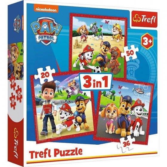 Trefl Puzzle 3en1 - (20,36,50 pièces) - Chiens heureux