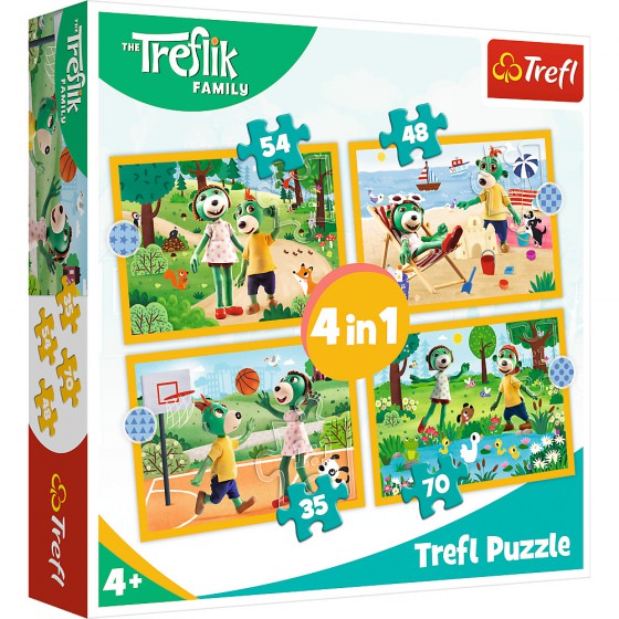 Trefl Puzzle 4 in 1 - La famiglia Treflik