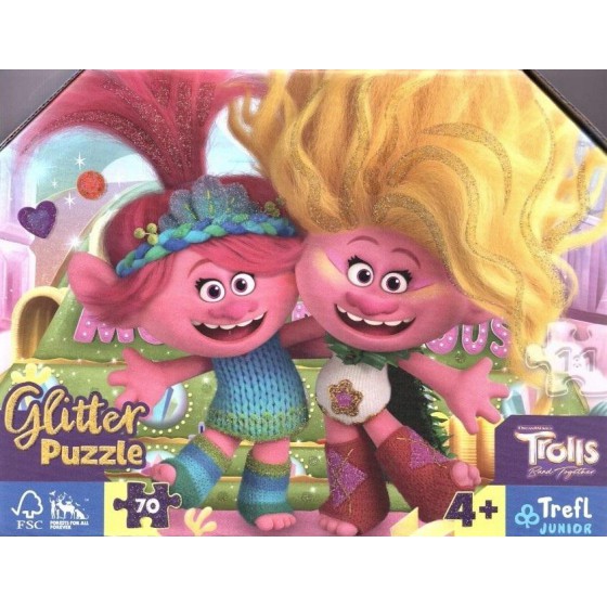 Trefl Puzzle à paillettes Trolls 70 pcs. 