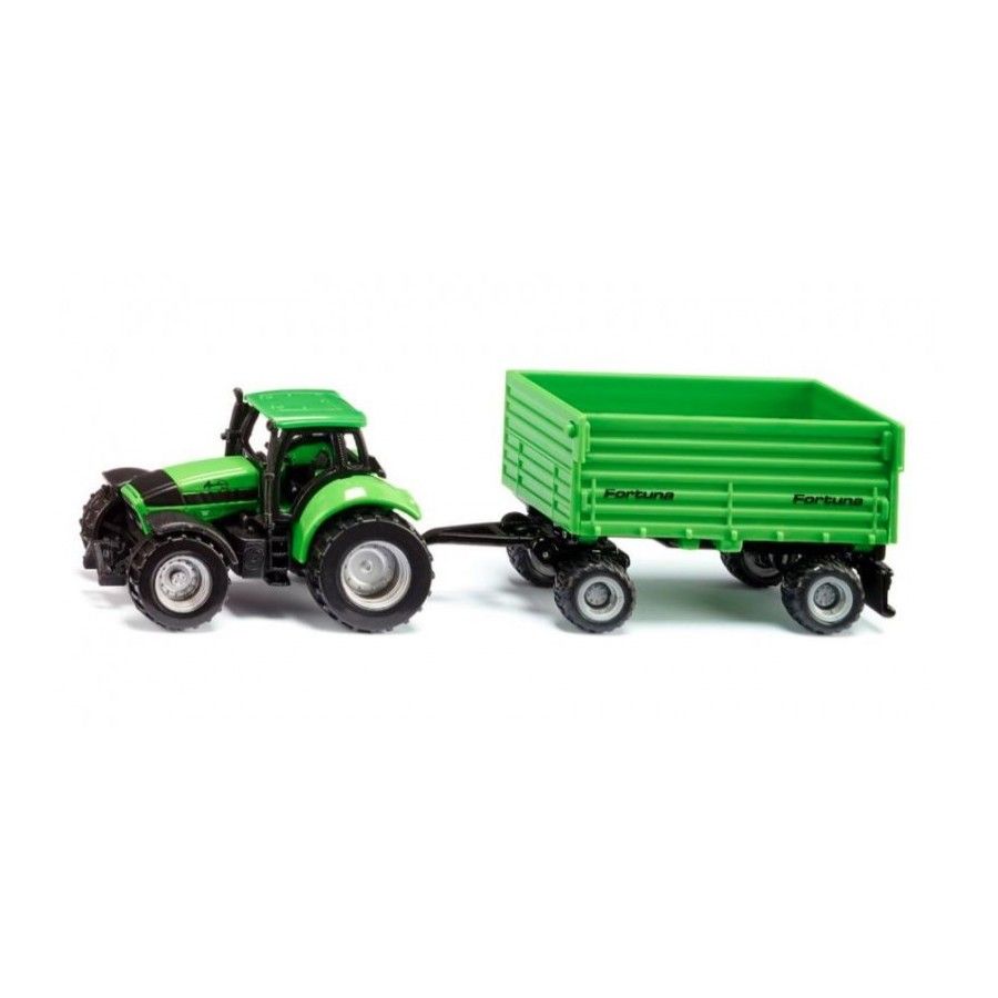 Siku Traktor Deutz-Fahr egy 2-tengelyes Fortuna pótkocsi -
