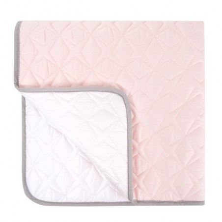 Samiboo - Tappetino trapuntato double face Super Star 90x90 bianco e rosa