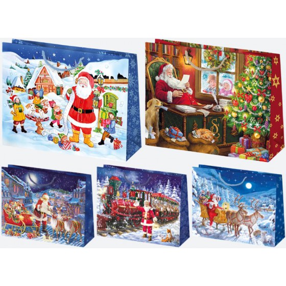 Pol-Mak Bolsa decorativa T8 380x290x100 Juego de estrellas de 32 Papá Noel - Infantil 1 ud.