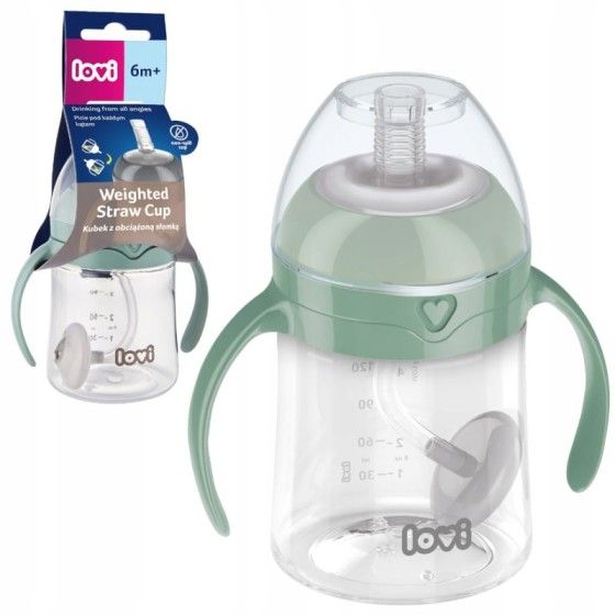 LOVI Pierwszy kubek z obciążoną słomką LOVI 150 ml Green
