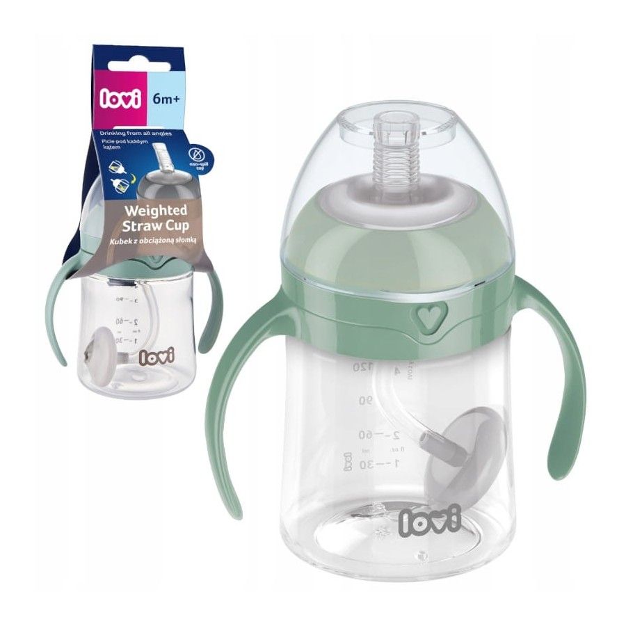 LOVI Pierwszy kubek z obciążoną słomką LOVI 150 ml Green -