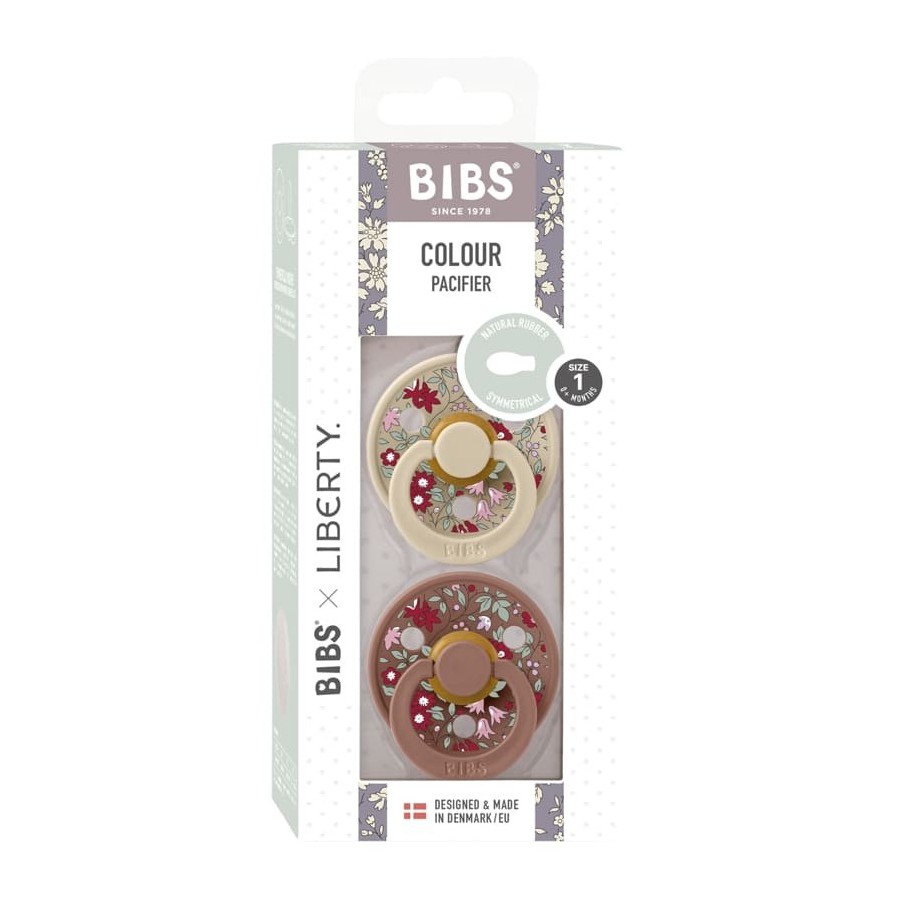 BIBS LIBERTY COLOUR SYMMETRICAL 2-PACK CHAMOMILE LAWN WOODCHUCK