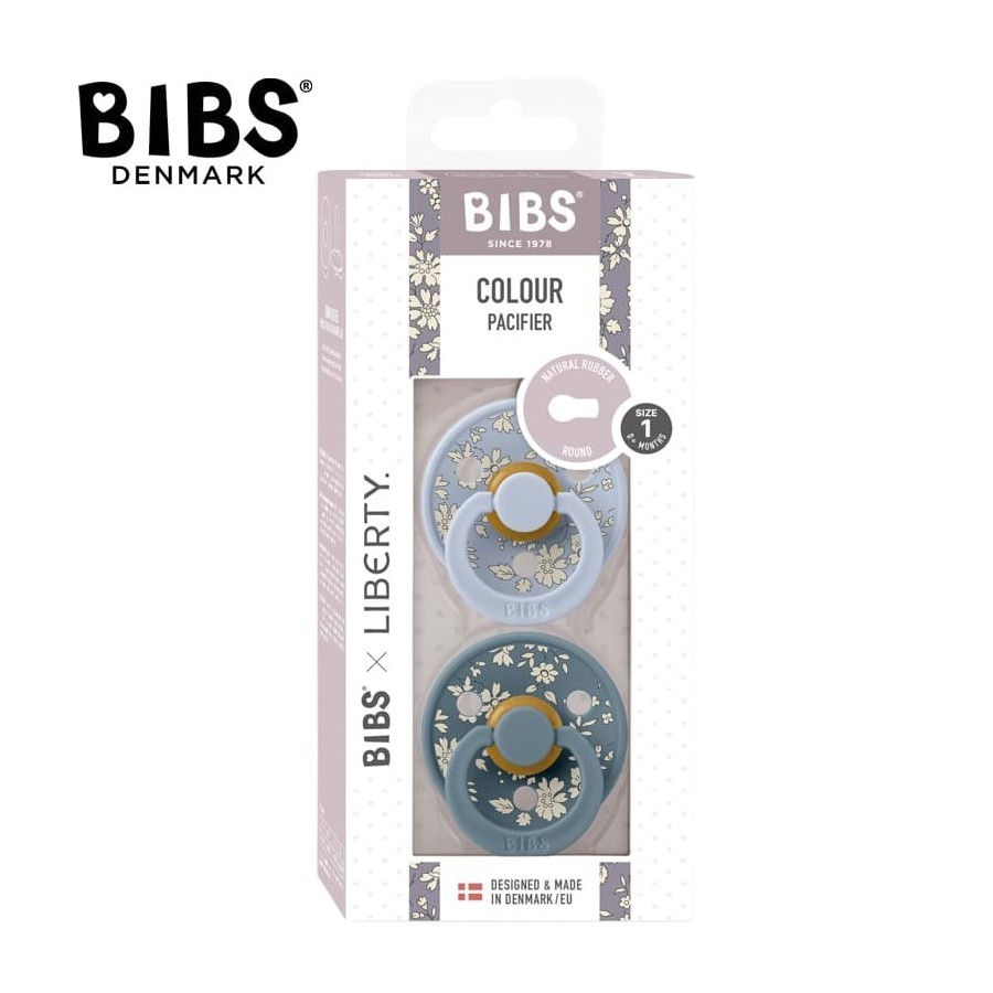 BIBS LIBERTY COLOUR 2-PACK CAPEL DUSTY BLUE S Smoczek