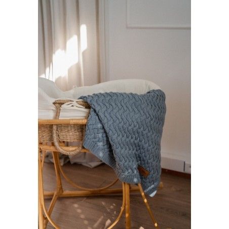 LA MILLOU EST UNE COUVERTURE CHALEUREUSE 100% MERINO - STONED BLUE