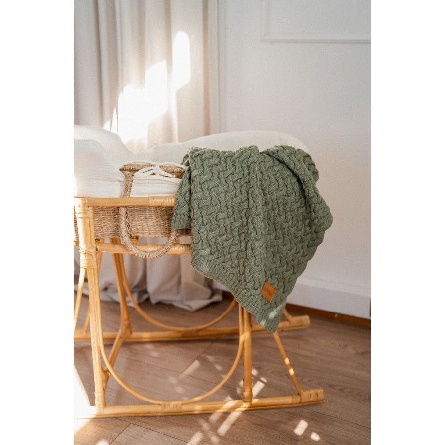 LA MILLOU CIEPŁY KOC MERINO 100% - STONED GREEN