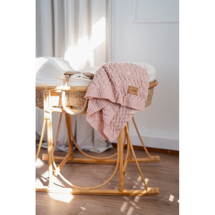 LA MILLOU CIEPŁY KOC MERINO 100% - STONED PINK