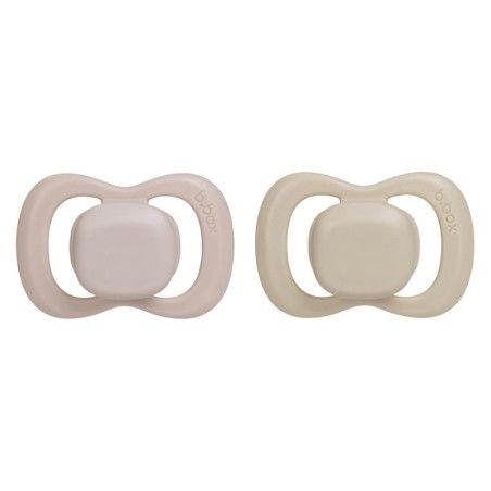 b.box Baby pacifier 2 unit - symmetrical silicone 6 months + pink / latte