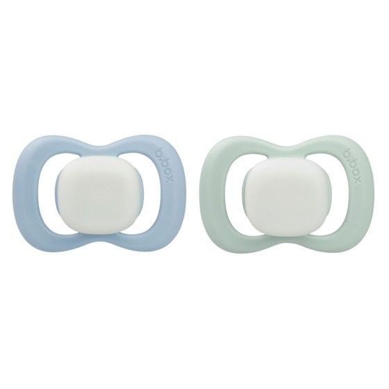 b.box Chupete para recién nacido y infante 2 PCS - Symmetrical Silicone 0 - 6 meses Brillante en el azul oscuro / Sage