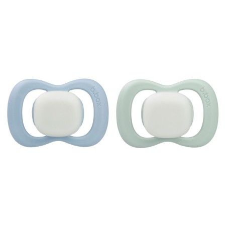 b.box Pacifier for newborn and infant 2 pcs - symmetrical silicone 0 - 6 months Glow in the dark blue / sage