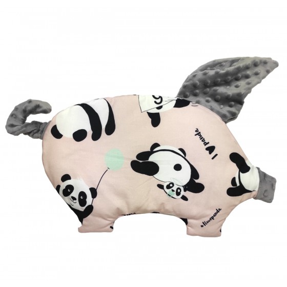 La Millou Poduszka Sleepy Pig - I Love Panda Pink - Grey