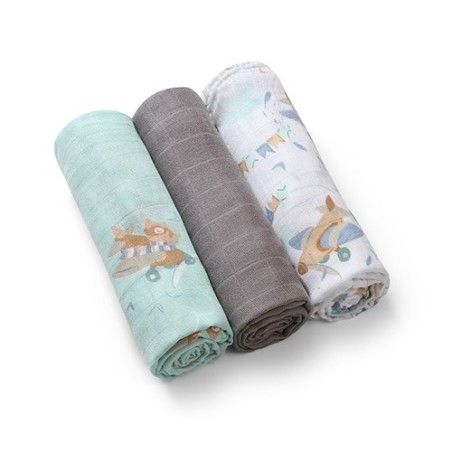 Babyono Natural Nappies with Bamboo Natural Bamboo Turkus-Gray