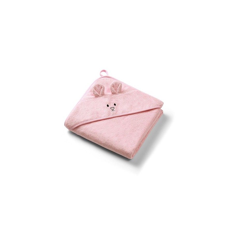 Babyo bambu bada med huva 100x100cm rosa