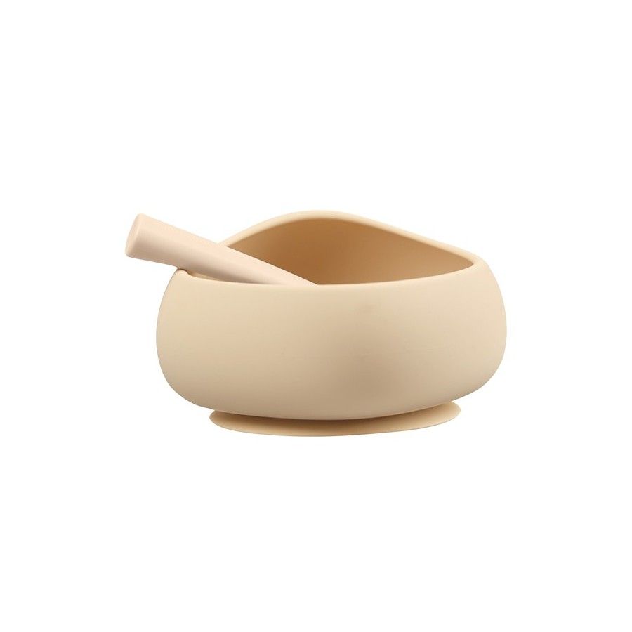 Mombella Miseczka z Przyssawką i Łyżeczka Light Brown