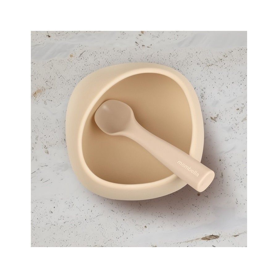 Mombella Miseczka z Przyssawką i Łyżeczka Light Brown