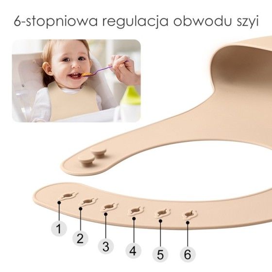 Mombella Silikonowy Śliniak z Kieszonką 3D Light Brown