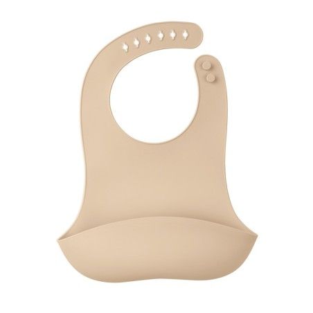 Mombella Siliconen bib met 3D-lichtbruine zak
