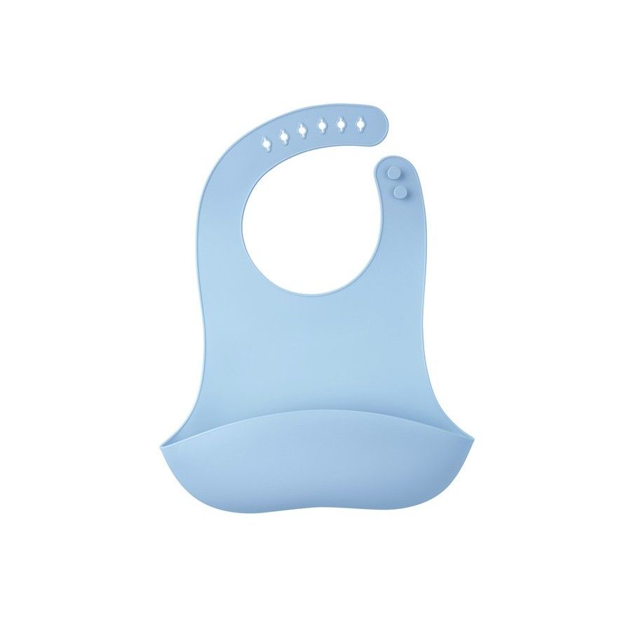 Mombella Silikonowy Śliniak z Kieszonką 3D Light Blue