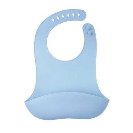 Mombella Silikonbib med 3d ljusblå ficka