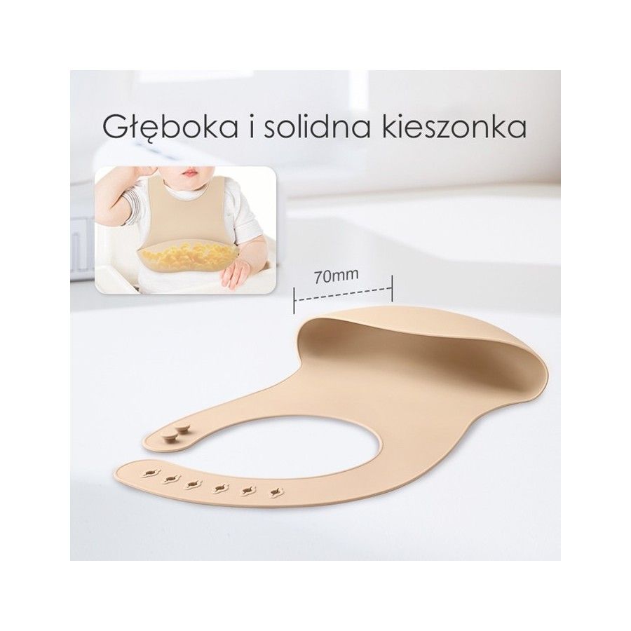 Mombella Silikonowy Śliniak z Kieszonką 3D Light Blue