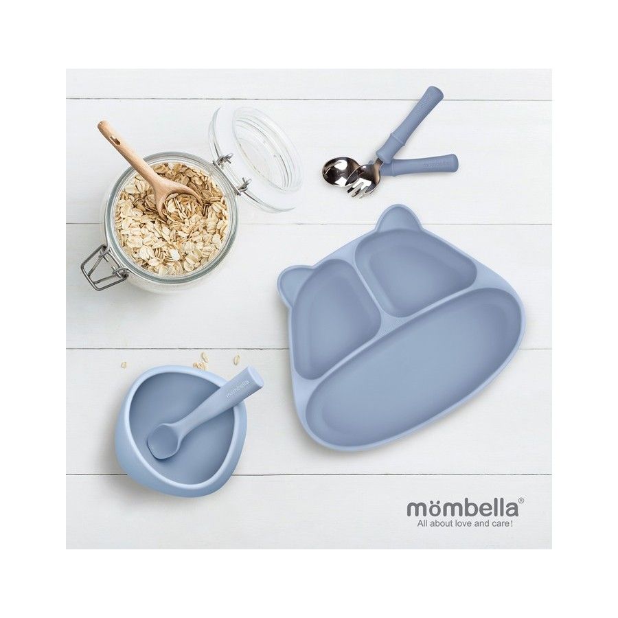 Mombella Talerzyk z Przyssawką Panda Light Blue