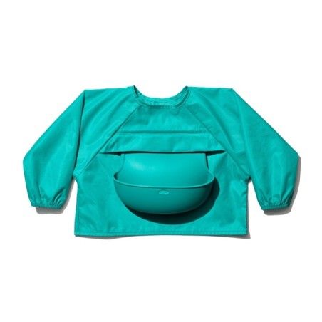 OXO TOT BIB s rukávom a vreckovými teal
