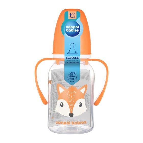 Canpol Baby's standaard fles smal met handgrepen 120 ml schattig