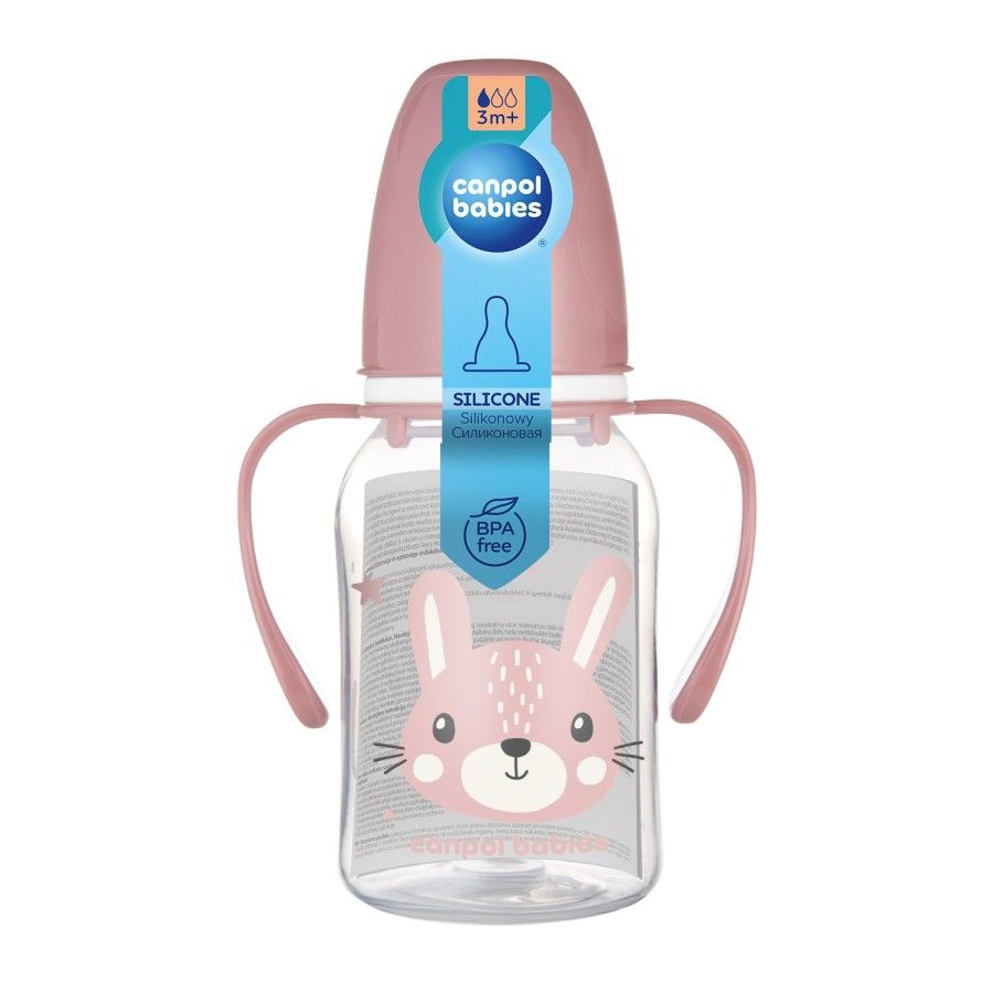 Canpol babes Standardflasche schmal mit 120 ml Griff CUTE