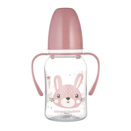 Canpol Babies Standard bottle Narrow with handles 120 ml Cute pink animals