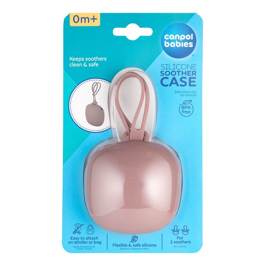 Canpol babies silikonowe etui na smoczki pink
