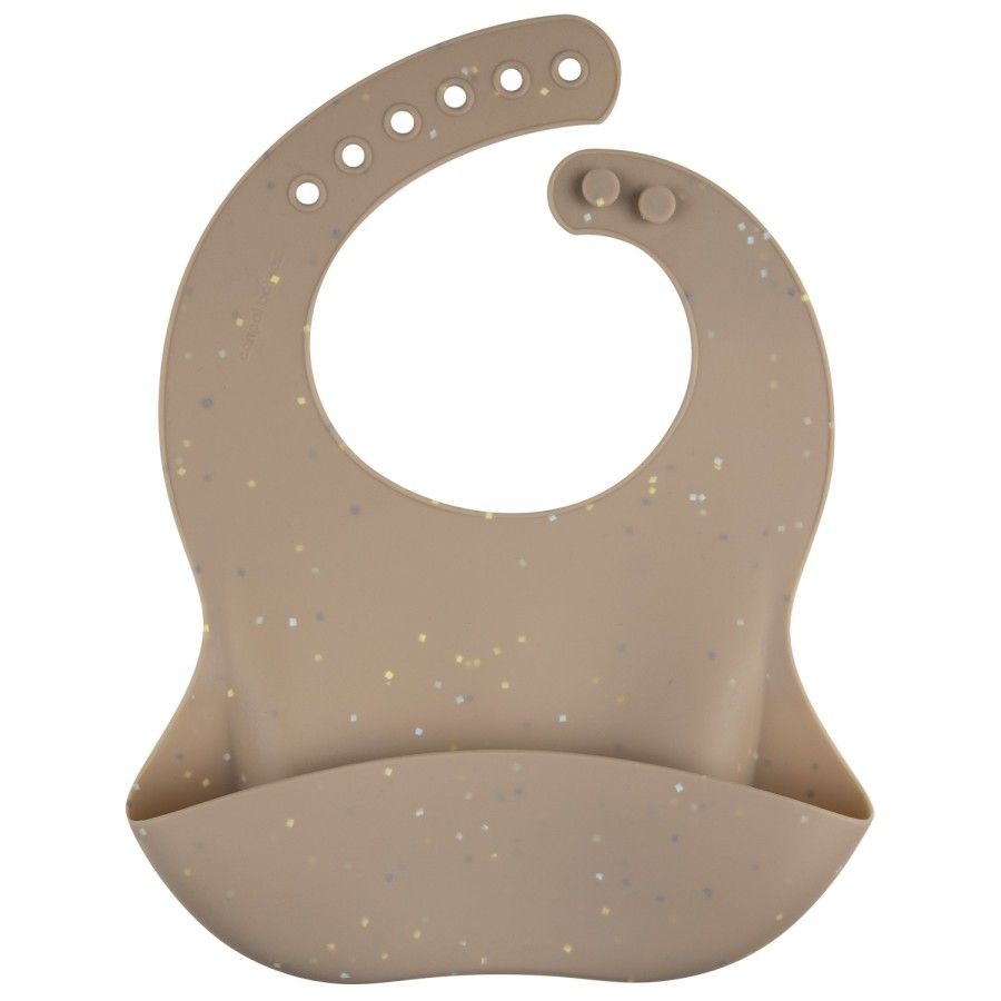Canpol babies Śliniak silikonowy z kieszonką DOTS beige -