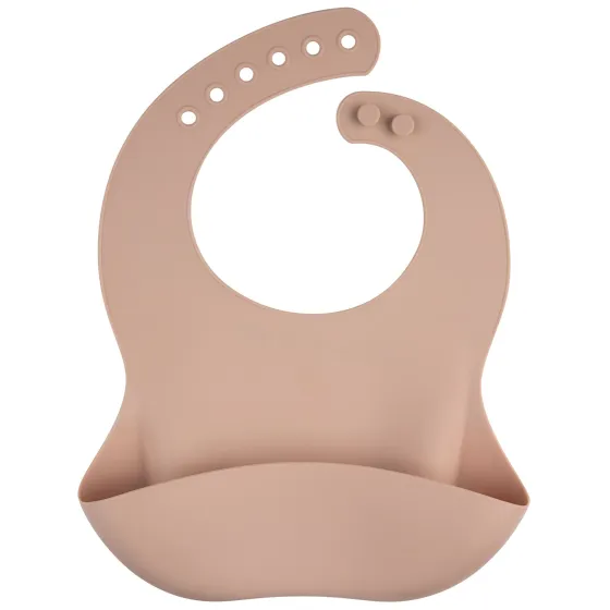 Canpol babies Śliniak silikonowy z kieszonką beige -