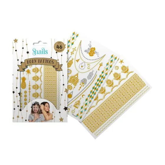 Csúcs, test tetoválás gyerekeknek, fémes, fémes, 46