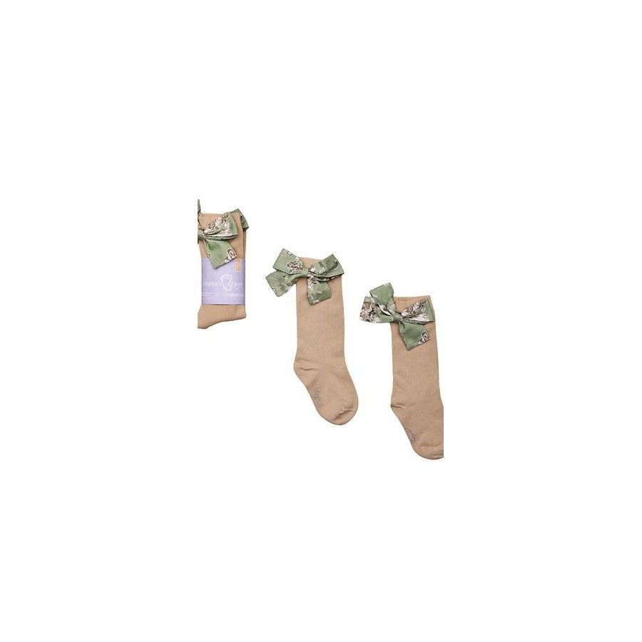 Mama's Feet Podkońówki with a Bow Mon Cheri - Beige 0 -1 years