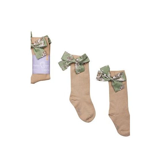 Mama's Feet Podkońówki med en båge Mon Cheri - Beige 1-3 år
