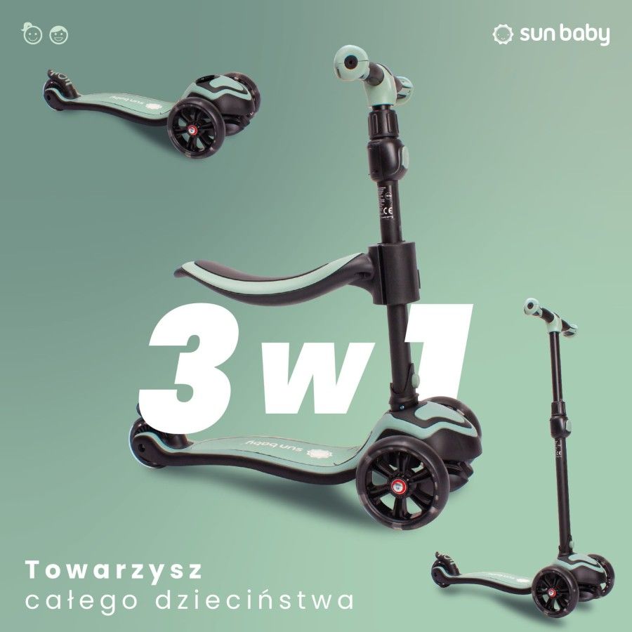 Sun Baby Scooter voor kinderen 3in-Balans Balance Flash 3in1