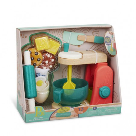 B.Toys Mini Chef – Mix & Bake Playset – drewniany MIKSER z akcesoriami i składnikami do pieczenia ciast