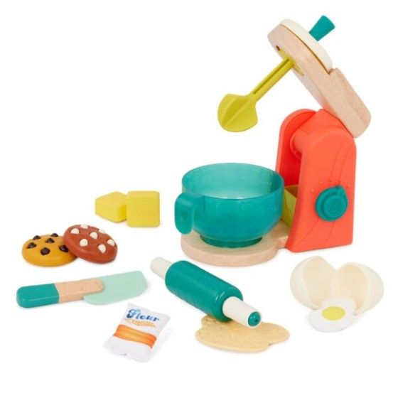 B.Toys Mini Chef - Mix & Bake Playset - Wooden mixer with