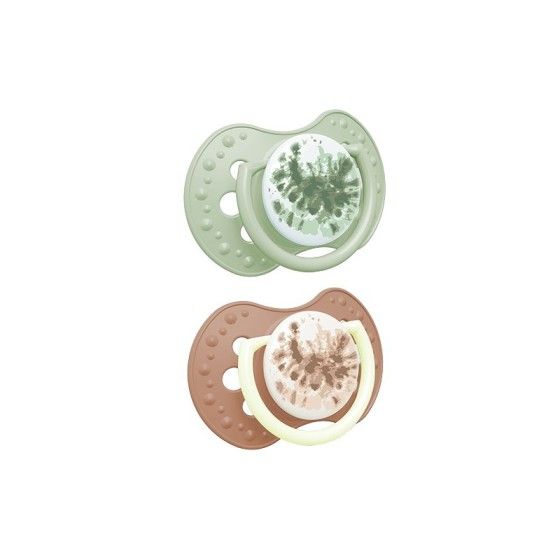 LOVI Pacifier dinámico de silicona 3-6 m 2 PCS. Tie Dye Green