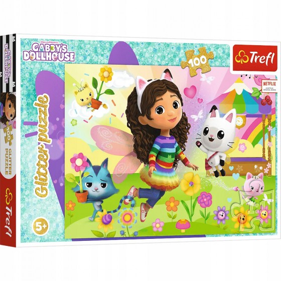 Trefl Puzzle z brokatem Gabby's Dollhouse 100 el. Brokatowa Gabby