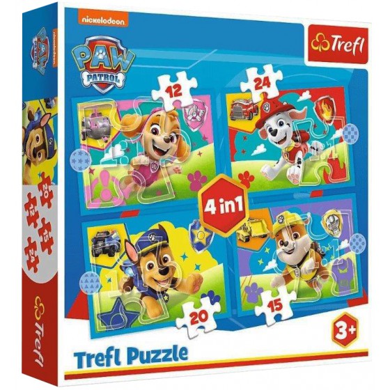 Trefl Puzzle 4w1 PAW Patrol, Biegnące Pieski